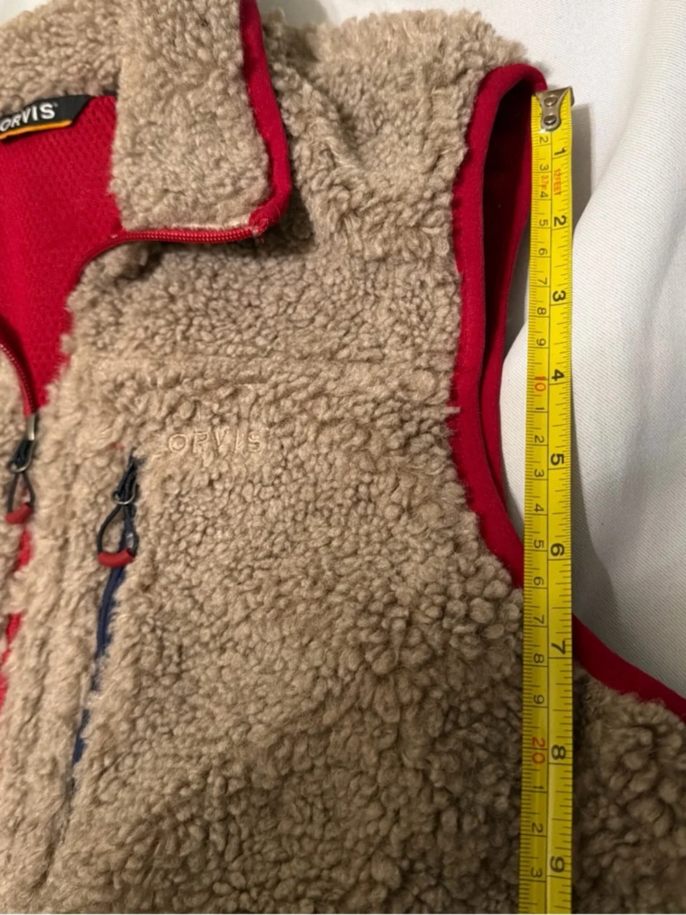 Orvis Vest Men High Pile Sherpa Fleece Oatmeal Outdoor HikingMeshLined Size M V1